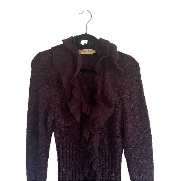 Pretty Angel Brown Long Ruffle Lace Cardigan Large - Picture 3 of 12